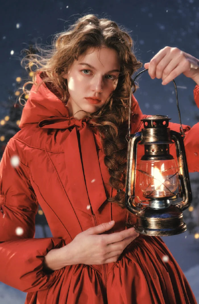 Women Chic Solid Maxi Dress Puff Jacket Slim Fit S Line Big Hem Warm Long Robes Coat 2026 New Outfit Lady High Street Outwear