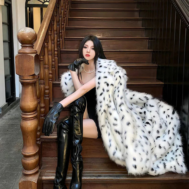 Fur & Faux Fur 2025 Winter Warm Women Fur Coat Fashion High Quality Temperament Long Sleeve Women Fur Coat Female Overcoat H146