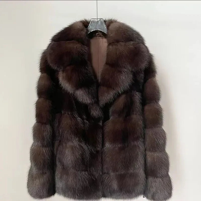 2025 New Winter High Quality Women Fur Coat Fashion Temperament Warm Lapel Women Fur Coat Fur & Faux Fur Feminine Elegance H331
